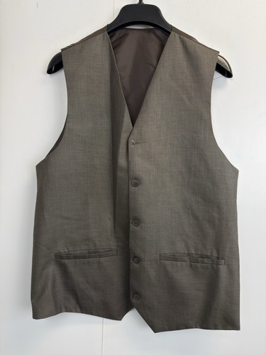 Bespoke 3 Piece Suit Mens 42L Blazer Jacket 36X32.5 Pleated Pants Brown Vest - Picture 2 of 19