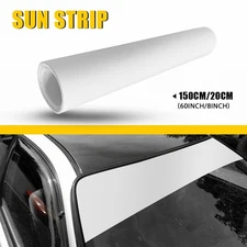 White Sun Visor Strip Windshield Banner Vinyl Long Lasting Premium Blank Decal J
