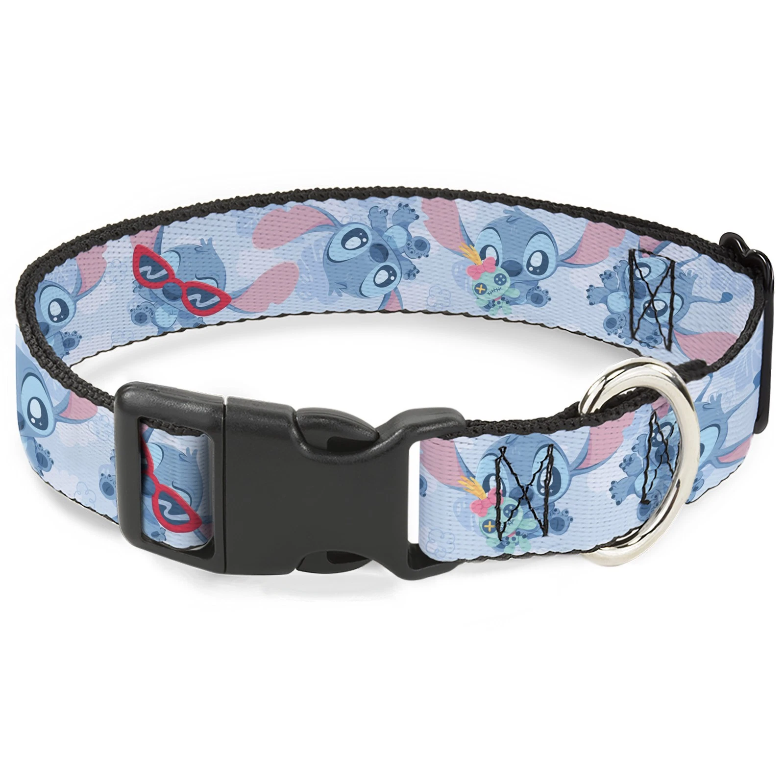 Plastic Clip Collar Baby Stitch Poses Close-Up Baby Blue WIDE-Medium 16-23"
