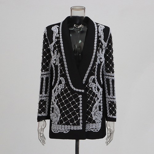 Women's Suit Heavy Beading Hot Diamond Blazer Performance To Attend The Event - Picture 7 of 8