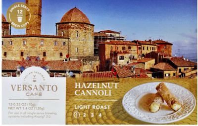 Versanto Cafe Hazelnut Cannoli, Ligh Roast, 12 K-Cup Pods