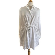  90 NWT Coldwater Creek Seabreeze Tunic Dress White 100 Tencel Lyocell Sz L