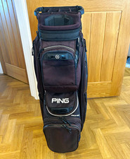 Ping Pioneer Black Cart Golf Bag 15-Way Dividers Cooler Pocket Rain Hood