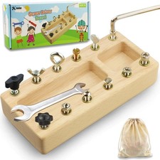Montessori Screwdriver Board Set, Wooden Montessori Toy Tool for 3 4 5 Year O...