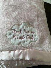 Baby Gear "Thank Heaven for Little Girls" Cloud Hearts Pink Lovey Blanket 30"wh