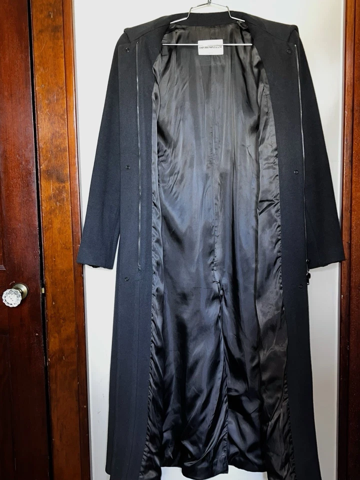 ABRIGO LARGO COMPLETO EMPORIO ARMANI GRIS LANA CACHEMIR NYLON TALLA 42 IT / 6 EE. UU. Foto 3 de 4