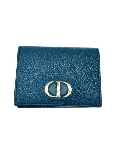 Christian Dior Portefeuille Plié Logo CD Compact Triple Cuir Vert Femme Occasion