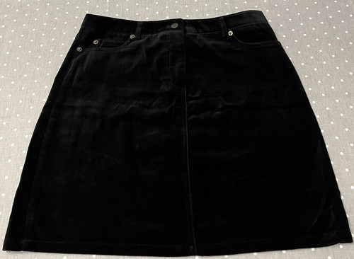 MODA INTERNATIONAL Y2K VTG BLACK VELVET 100% COTTON POCKET SHORT SKIRT UK 8-W28" - Picture 6 of 19