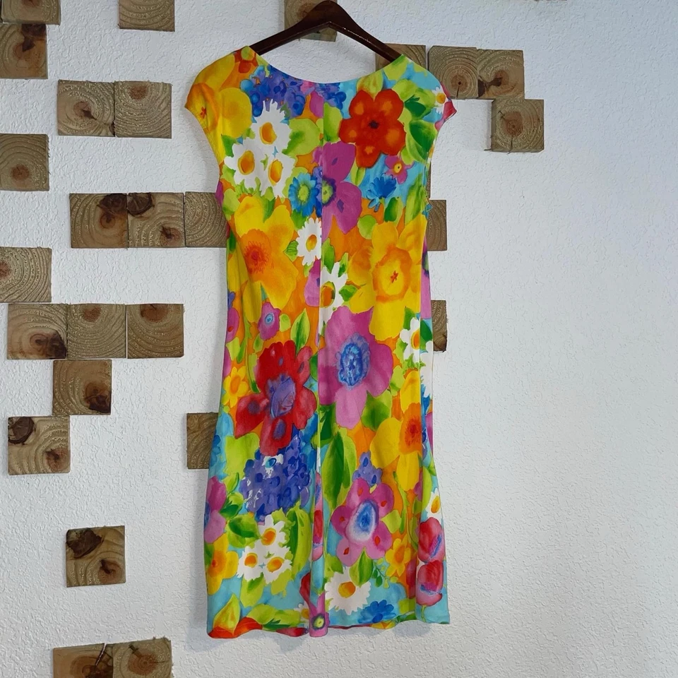 Jams World Hawaiian Shift Dress Womens Small V-neck Tropical Colorful Beach - Image 2 of 4