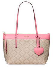 New Kate Spade All Day Spade Flower Tote Bag with Charm Dark Beige Grapefruit