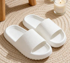 Unisex Thick Sole Sandals, Platform Slippers for Home, Bath & Indoor White 36