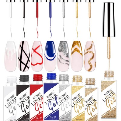Gel Liner Set for Nail Art, Classic 7 Colors Painting Gel Polish, Drawing Gel...