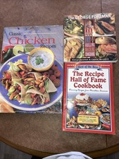 Lot  Of 3 Cookbooks 1 Hard Cover. Chicken, George Forman,Grilling. Hall of Game.