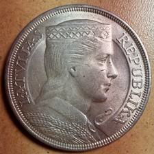 1929 5 Lati - Big Latvian Silver - As Shown! (#3245)