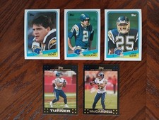 5 Card Lot of 1988-2010 Topps San Diego Chargers Football Cards