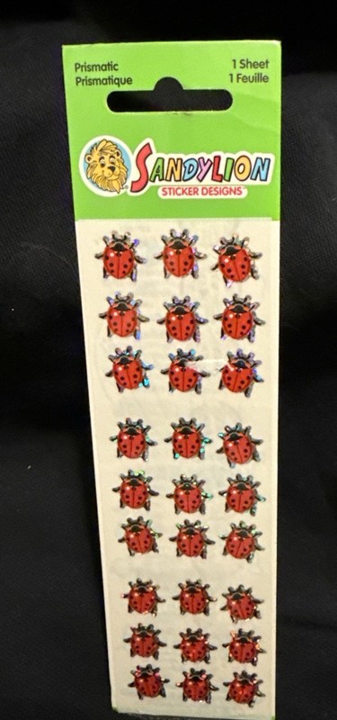 Vintage Sandylion Prismatic Ladybug Stickers New in Package One Sheet Insects