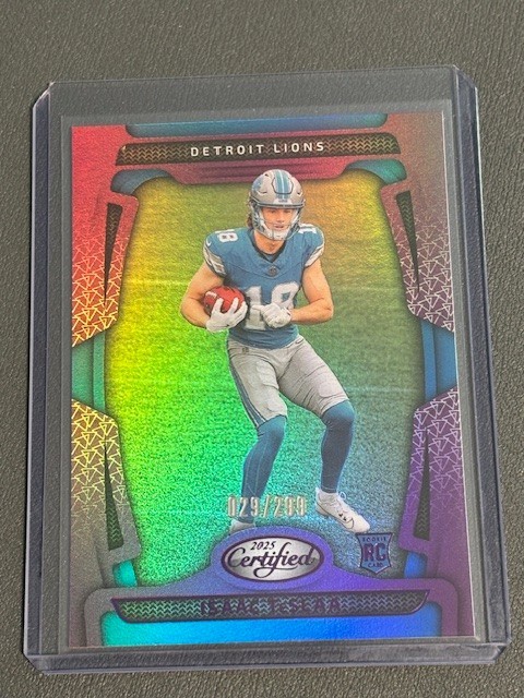 2025 Certified #162 Isaac Teslaa Purple Mirror Rookie RC /299 Detroit Lions