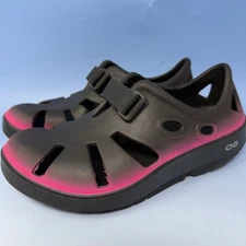 OOFOS OOcandoo Shoes Womens Sz 7 M Black Recovery Clog Sandals Slip On