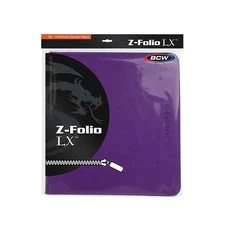 BCW Purple Gaming Card Z-Folio Zippered LX Leatherette Album with 12 Pocket Page
