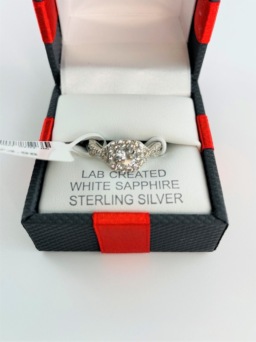 Lab Created White Sapphire Cocktail Ring in Sterling Silver SZ