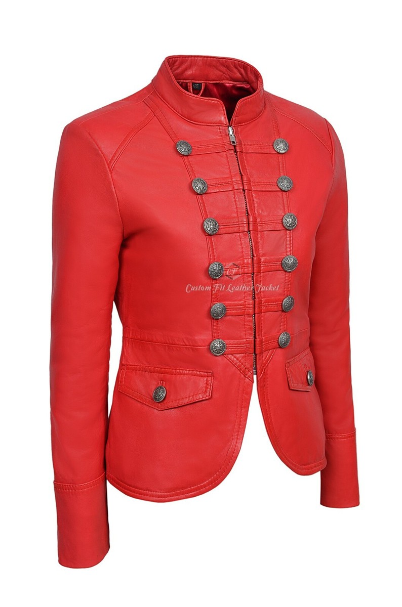 VICTORY' Ladies Military Style Jacket RED Front Studded REAL VICTORY' Ladies Military Style Jacket RED Front Studded REAL
