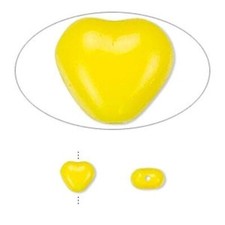 Bead, Opaque Yellow Czech Pressed Glass 6mm Heart 0.8-1mm Hole 1 Strand 65  