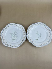 VTG Rare 2 Of Limoges Scalloped Hand Painted Floral Plate8.5" Golden Trim France