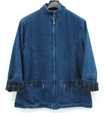 Vintage North Style Jacket Womens Xl Denim Plaid Flannel Lined Barn Chore Coat