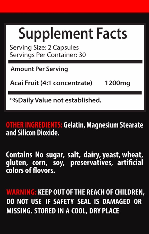 Weight loss pills - ACAI BERRY 1200 SUPER ANTIOXIDANT - Fat burner 2B ...
