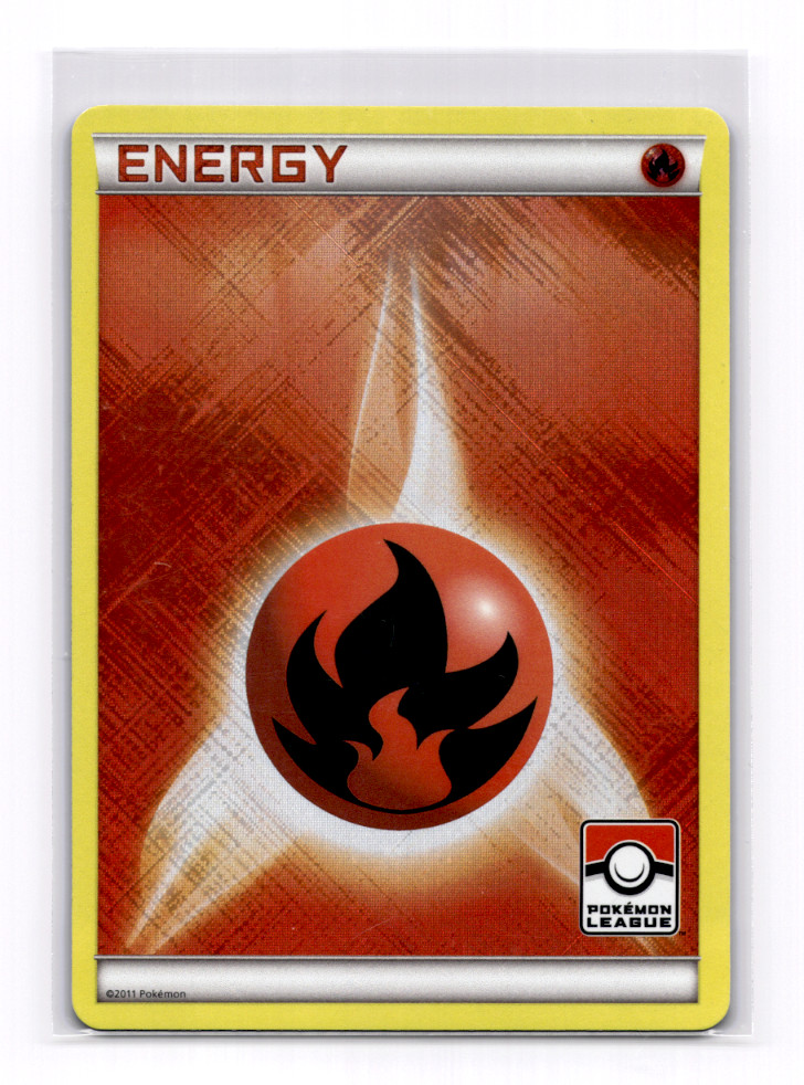 Fire Energy Holo Pokemon League Stamped - Rare Energy Card