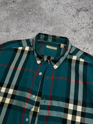 Burberry Plaid Button-Up Nova Check Shirt Green Men's Oversize - Picture 5 of 6