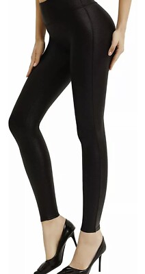 Women's Irada Shiny Shimmer Spandex Leggings Compression Pants Small New Black