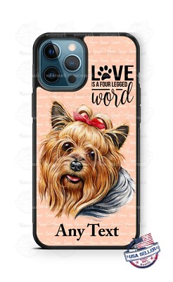 Yorkie Dog Face Love Word Personalized Phone Case Cover for iPhone Samsung Gift