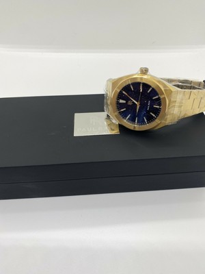 Mens Paul Rich 316L Stainless Steel Brushed Gold Star Dust Blue Watch 