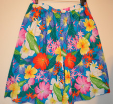 Hawaiian Floral Bright Color Beach WideLeg High Bermuda Shorts Sz 10 Vintage 80s