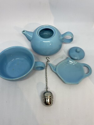 4 pc. blue tea set for one Old Amsterdam vintage