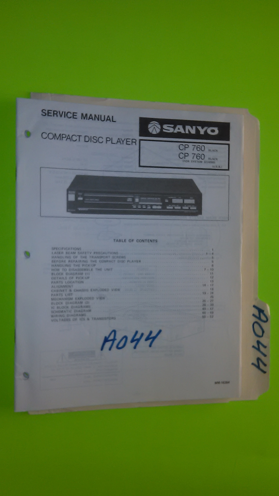 Sanyo cp 760 service manual original repair book stereo cd player