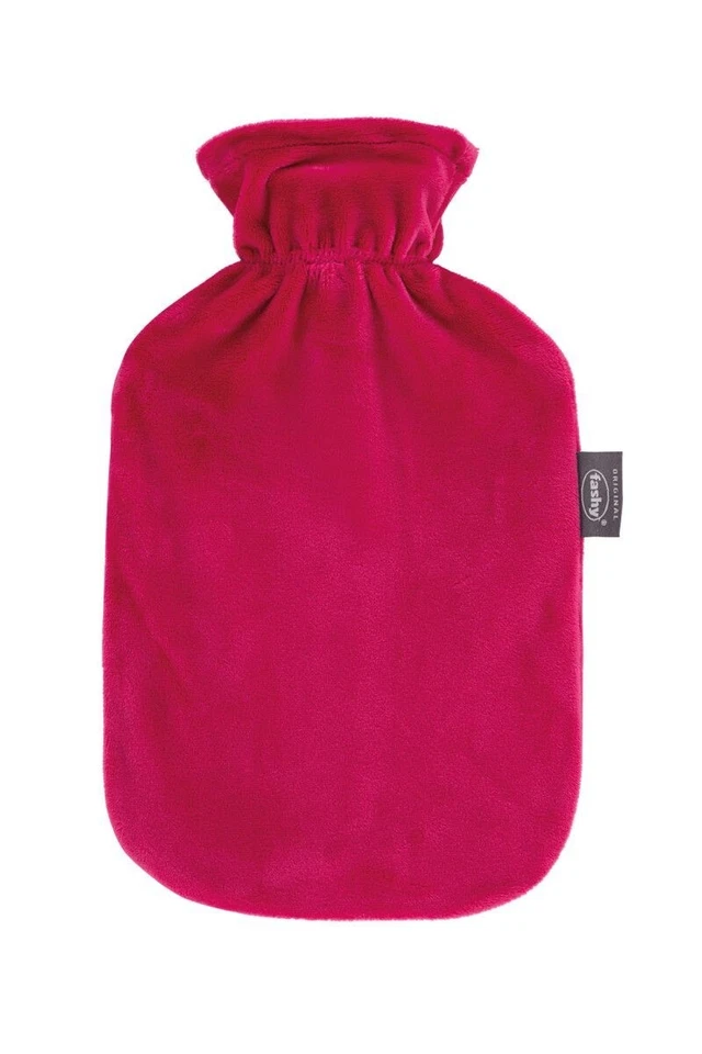 Fashy Wärmflasche mit Bezug Bordeux Nicki 2,0L Flauschbezug extra weich Velour