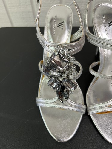Worthington Silver Francine Heel Sz 6.5 Jeweled Top See Pics - Picture 2 of 14