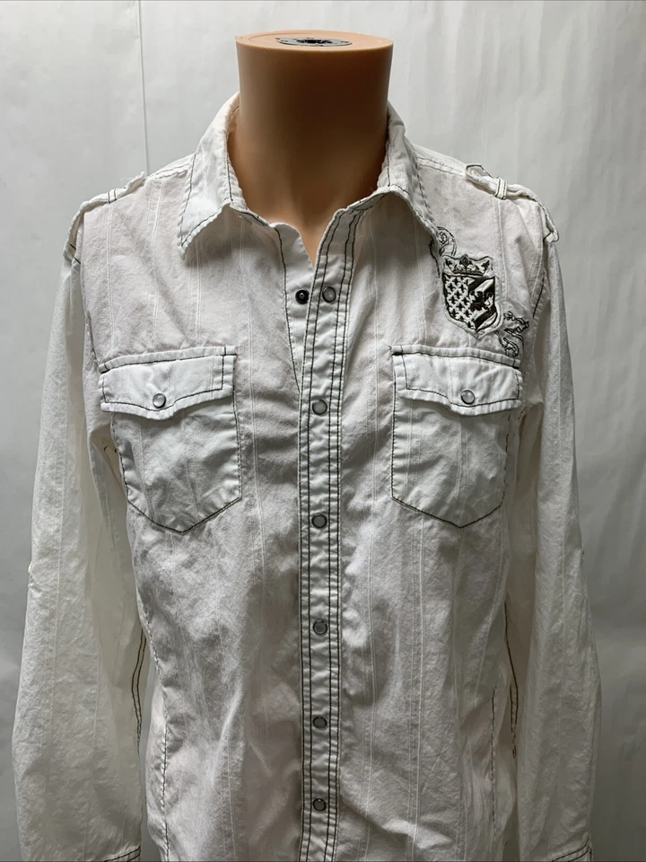 Helix mens large Embroidered Pearl Snap Shirt Western Roll Tab Long Sleeve - Image 2 of 4