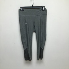 Under Armour Heat Gear Womens Leggings Gray Black Heathered Stretch Pull Ons S