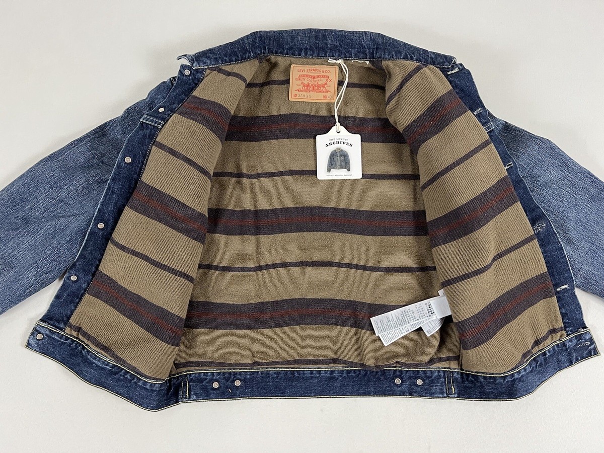 LEVIS VINTAGE CLOTHING LVC LOT 559 JACKET BLUE WORN IN M 40