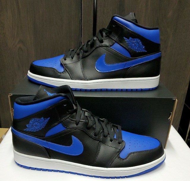 Air Jordan 1 Mid Black Hyper Royal 554724-068 Size 15 with Free Shipping | eBay