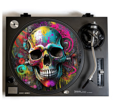 TURNTABLE SLIPMAT for Vinyl Records 12" Slip Mat Graffiti Skull DJ Gear setup