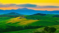 Landscape nature mountains clouds trees sunset grass Custom Gaming Mat Desk