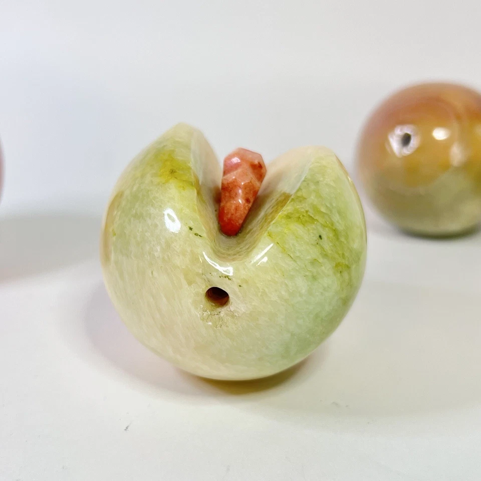 Lote de 5 frutas decorativas de mármol de alabastro plátano manzana pera melocotón mango teca Foto 3 de 4