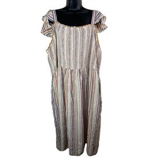 Sonoma Dress Womens Plus Size 3X Multi Color Stripe Sleeveless Elastic Body NWT