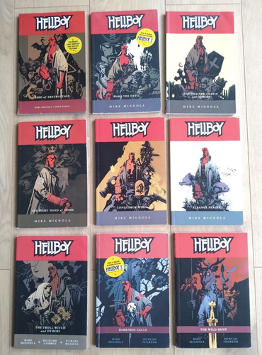 Hellboy Mike Mignola Books 1-9 Graphic Novels Dark Horse Paperback Bundle