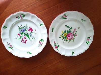 2 assiettes fleurs 20e - 24 cm - Lunéville fait main - Photo 1/2