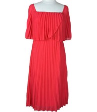 ASOS (Size 6) Red Pleated Design Midi Lined Dress NEW